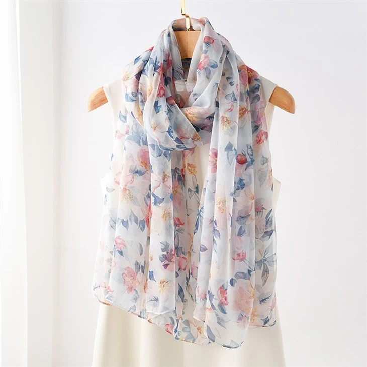 Unique Design Floral Silk Scarf Digital Print Women Silk Scarf