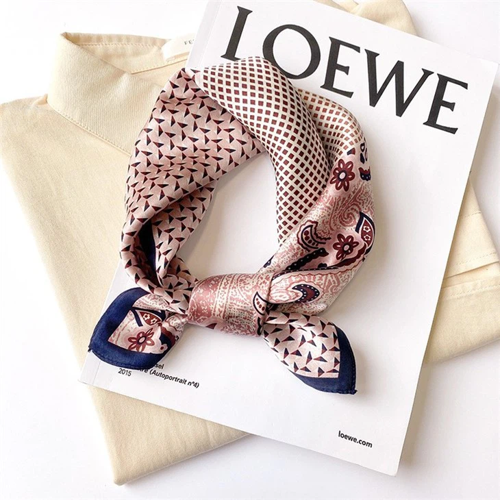 Custom Ins Silk Scarf Small Square Scarf Female Spring And Autumn Thin Section Mulberry Silk